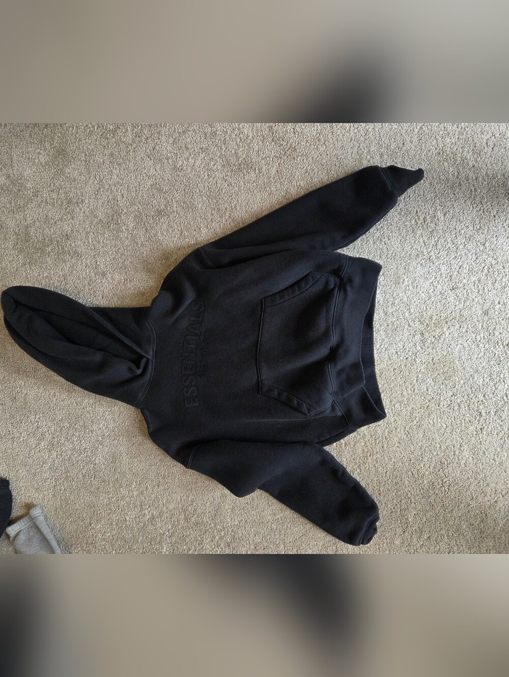Essentials Black Embossed Logo Pullover Hoodie With Matching Pants